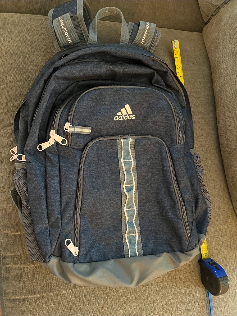 Adidas Prime 6 Backpack in a blue and pink colorway